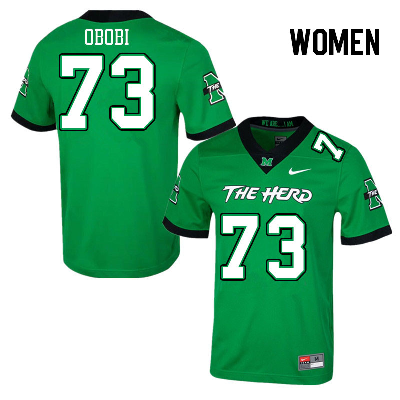 Women #73 Chinazo Obobi Marshall Thundering Herd College Football Jerseys Stitched-Green